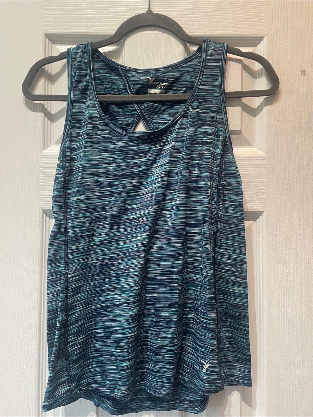 Old Navy Blue Space-Dye Crisscross Back Tank Top
